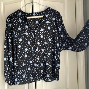 Soft and dressy. Black with light blue dots!